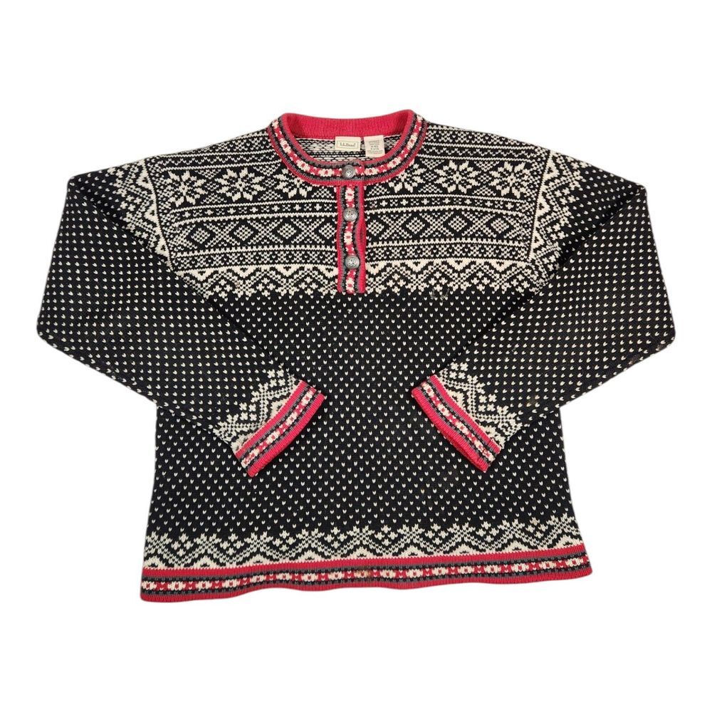 Vintage LL Bean Nordic Fair Isle Birdseye Sweater Womens Medium (runs small)
